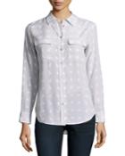 Equipment Slim Signature Stars And Bird Printed Silk Blouse, Vapor, Women's,