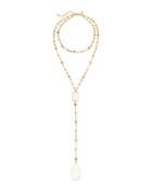 Double-strand Beaded Y-drop Necklace