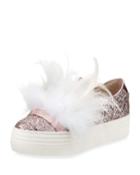 Lesley Glitter Feather-embellished