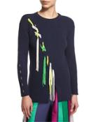 Jane Ribbed Tassel-trim Pullover Sweater,