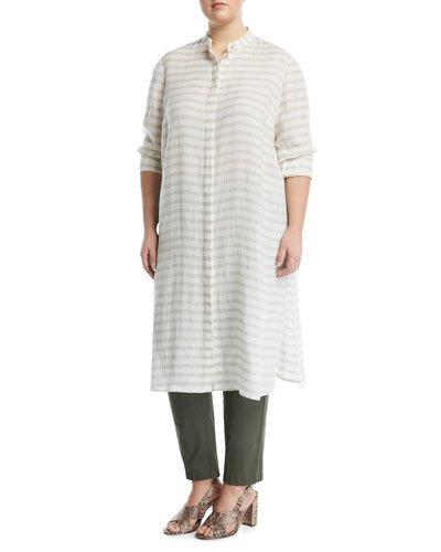 Auden Cardinal-striped Stretch-linen Tunic, Multi,