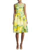 Floral Fil Coupe Full-skirt Dress
