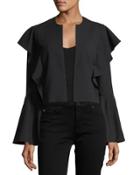 Bell-sleeve Flutter-trim Crop Jacket