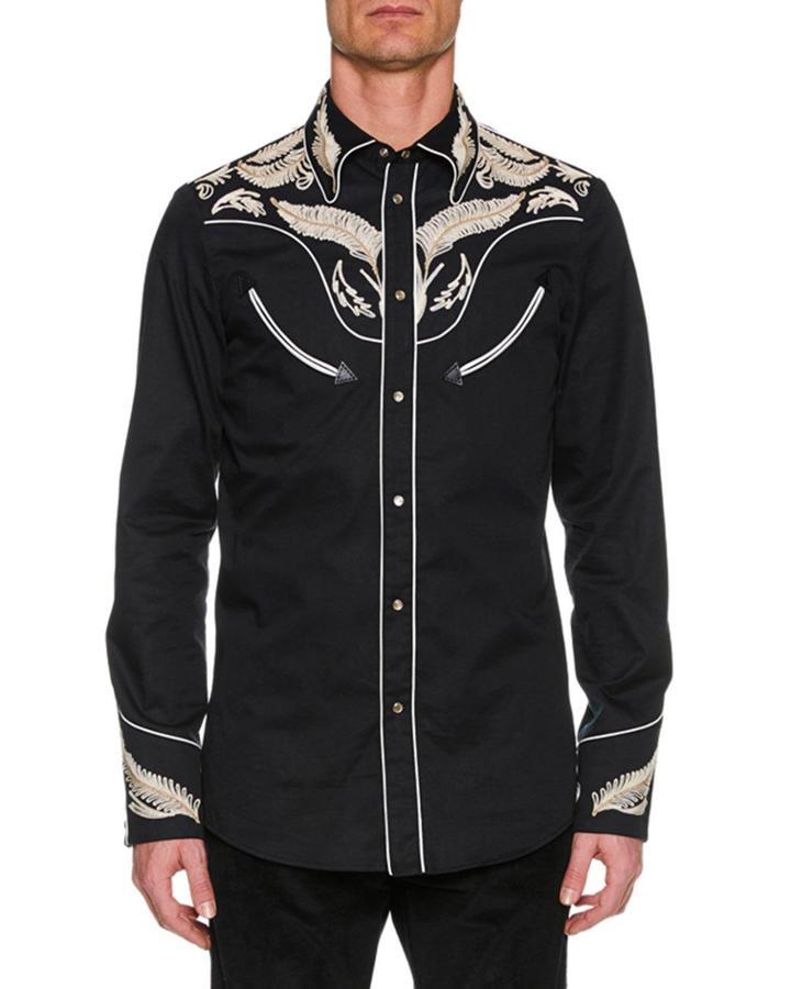Men's Embroidered Twill Western
