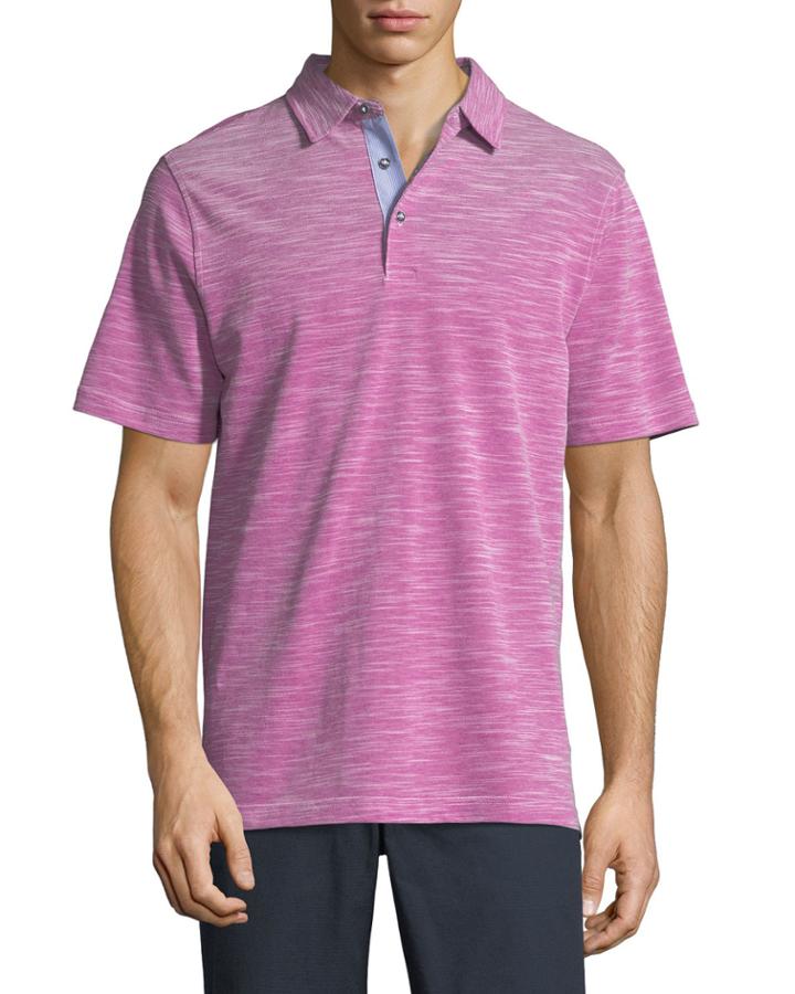 Marled Cotton Three-button Polo