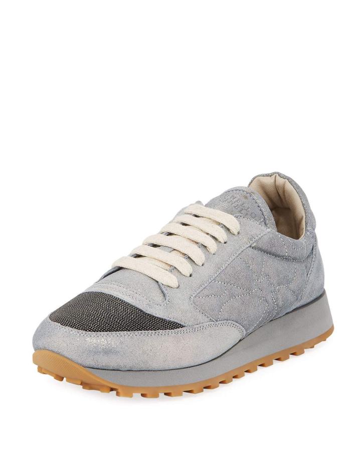 Metallic Leather Monili Trainer