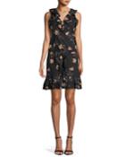Farfalla V-neck Sleeveless Floral-print Cotton Dress
