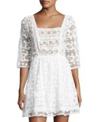 Jolie Lace-trimmed Mini Dress, White