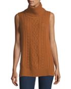 Cowl-neck Cable-knit Cashmere Vest