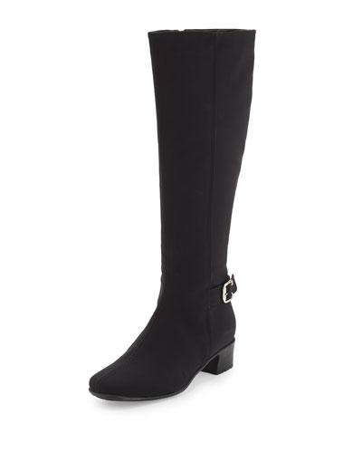 Yovela Buckle Knee Boot, Black