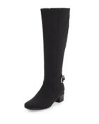 Yovela Buckle Knee Boot, Black