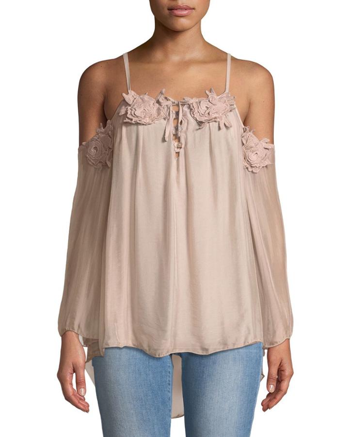 Cold-shoulder Applique Blouse