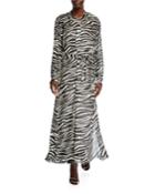 Zebra-print Mandarin Collar Dress
