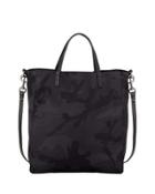 Camouflage Nylon Tall Tote Bag, Black