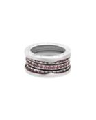 B.zero1 18k White Gold Short Ring W/ Pink Sapphires,