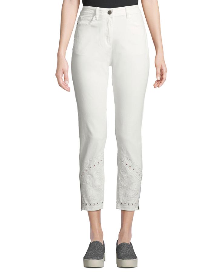High-rise Eyelet Ankle Straight-leg Cropped Jeans