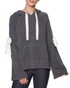 Distressed Bow Bell-sleeve Hoodie