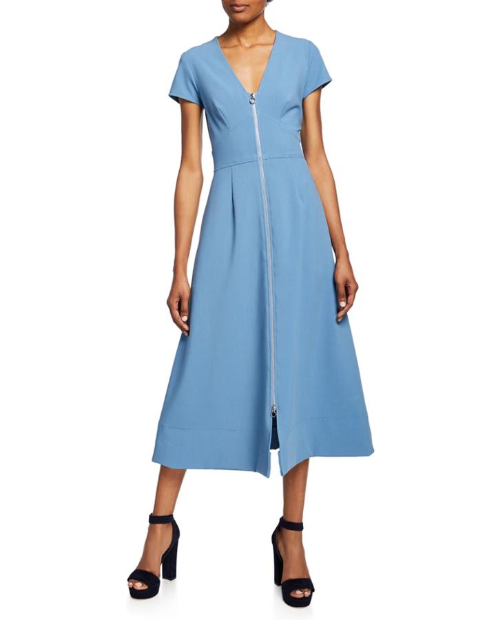 Zip-front Short-sleeve A-line