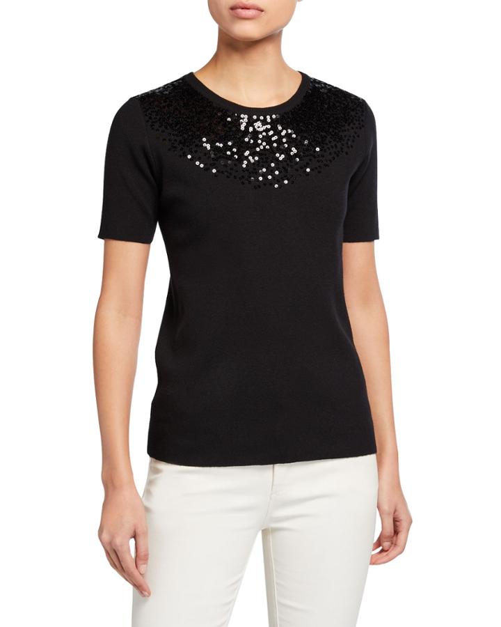 Rib Sequin Pullover