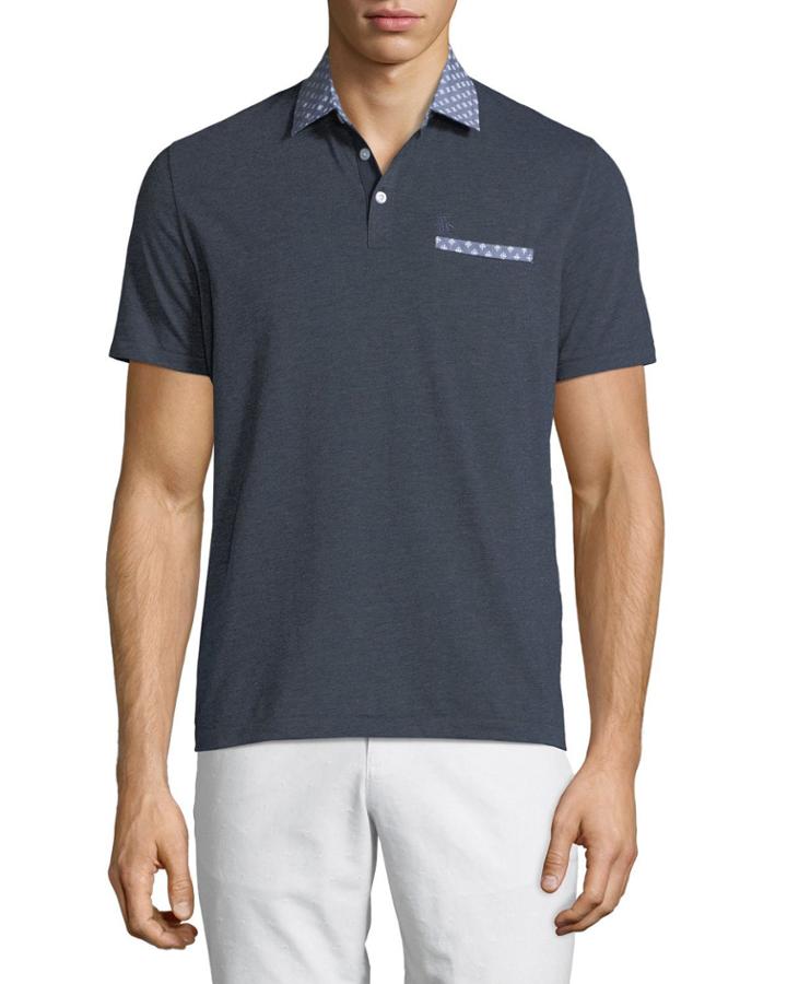 Men's Contrast-collar Soft Jersey Casual Polo