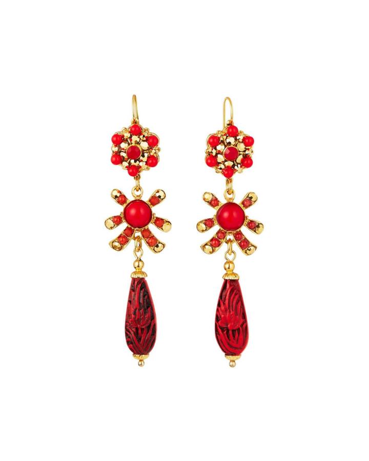Cinnabar Teardrop Earrings