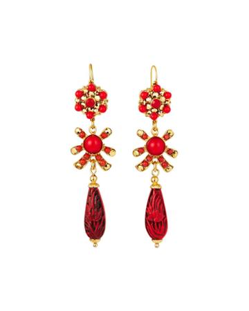 Cinnabar Teardrop Earrings