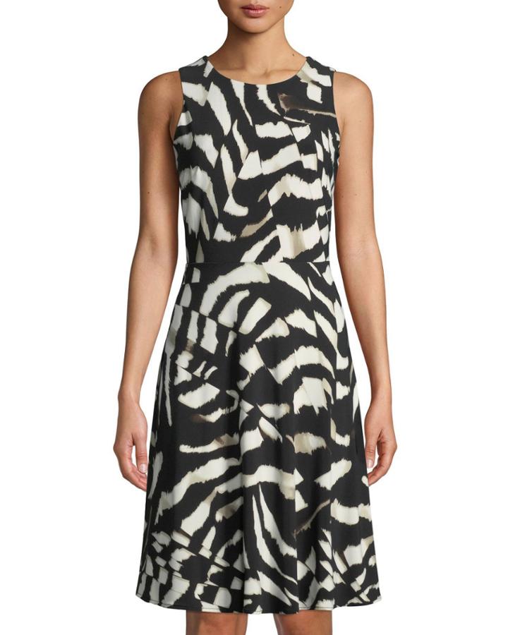 Printed-jersey Fit-&-flare Dress