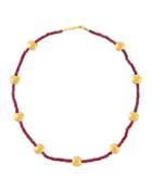 Beaded Yellow Gold & Ruby Necklace