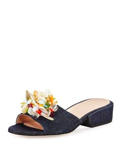 Cupcake Beaded Denim Slide