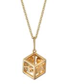 14k Diamond Small Luck Block Necklace