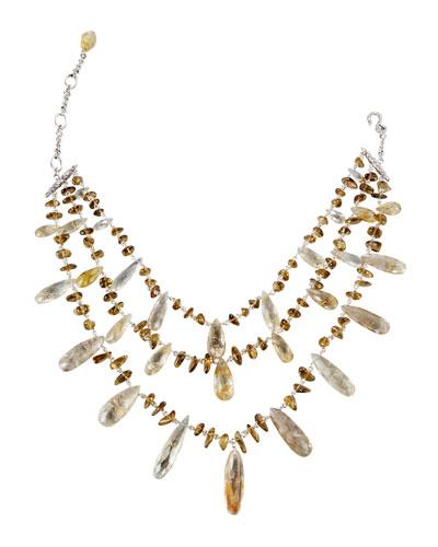 Rutilated Quartz & Citrine Triple-strand Necklace
