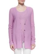 Long V-neck Textured Cardigan
