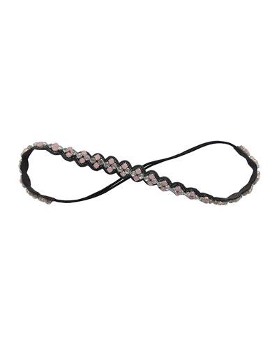 Snowman Beaded Crystal Headband, Pink/gunmetal