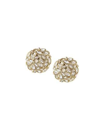 Marquise Crystal Cluster Button Clip Earrings