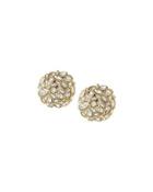 Marquise Crystal Cluster Button Clip Earrings