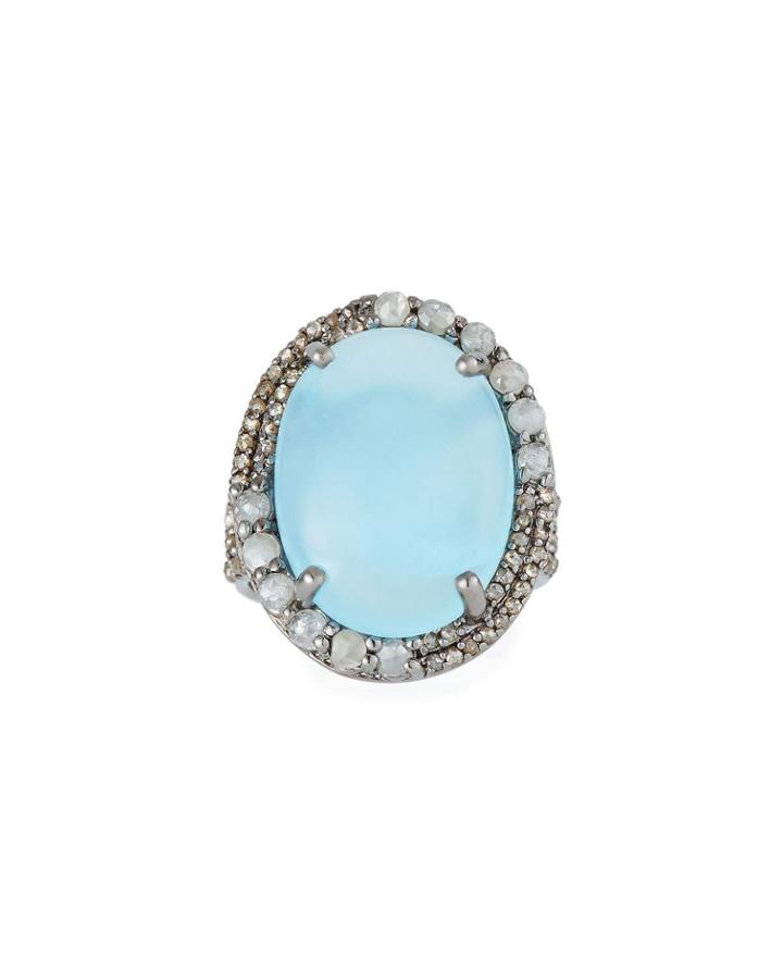 Oval Aquamarine & Diamond Ring