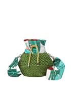 Diamond Basket Embroidered Bucket Bag