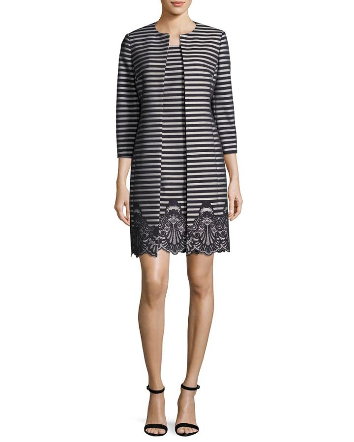 Striped A-line Dress W/ Matching Jacket