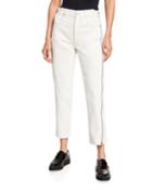 Straight-leg Cropped Jeans With Side Zipper Detail