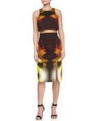 Black Halo Printed 2-piece Body-con Dress, Women's, Size: