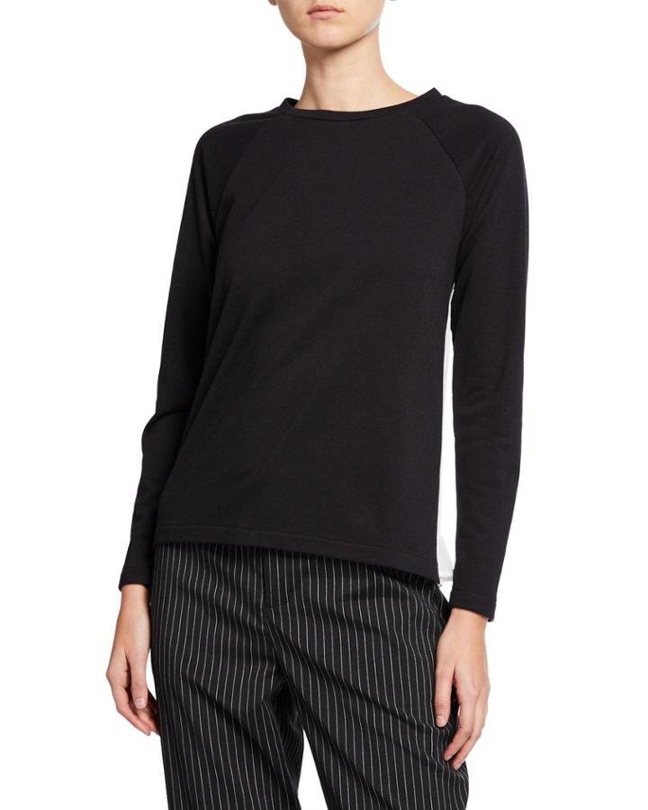 Long-sleeve French Terry Sweatshirt W/ Woven Back