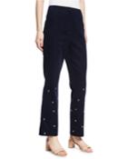 Flared High-waist Corduroy Trousers W/ Grommets
