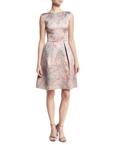 Spring Blossom Jacquard Fit-&-flare Dress,