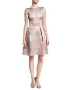 Spring Blossom Jacquard Fit-&-flare Dress,