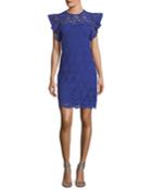 Ally Frill-sleeve Lace-guipure Dress