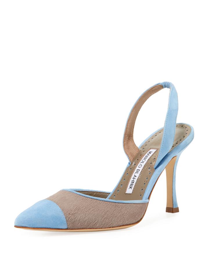Carolyne 90mm Calf Hair Halter Pumps