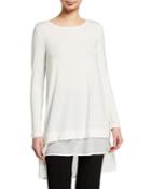 Long Sleeve High-low Georgette Trim Tunic