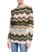 Zigzag Crochet Long-sleeve Tunic