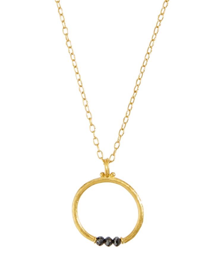 Glow 24k Black Diamond Round Pendant Necklace