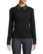 Cashmere Jeweled Collar Pullover
